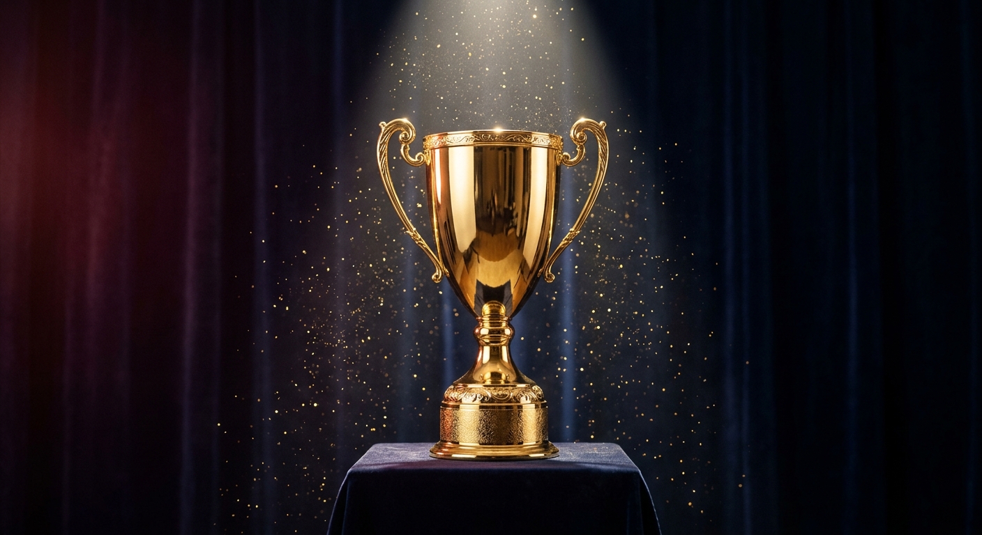 Recognition trophy under stage lighting